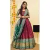 Women Zari Work Litchi Silk Purple Traditional Wear Lehenga Choli Plus Size