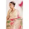 Women Peach Soft Tebi Silk Saree Print Plus Size