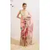 Women Peach Soft Tebi Silk Saree Print Plus Size