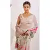 Women Soft Tebi Silk Print Saree Grey Plus Size