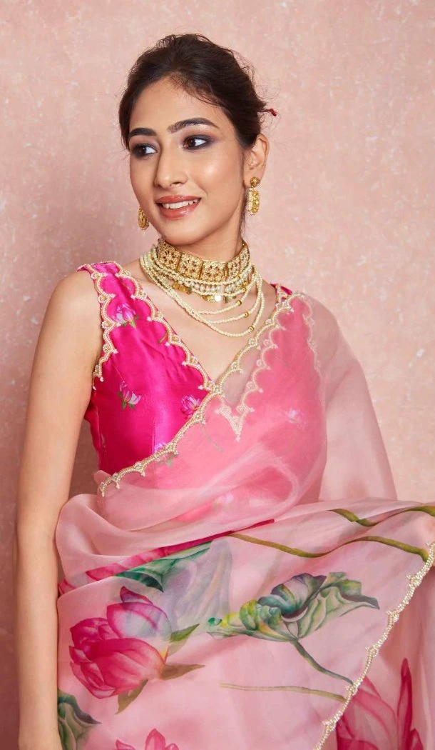 Women Print Saree Pink Soft Tebi Silk - 12919210074