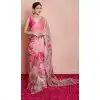 Women Print Saree Pink Soft Tebi Silk Plus Size