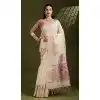 Women Cotton Print Traditional Wear Saree Pink Plus Size
