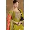 Women Mehendi Green Salwar Suit Heavy Pure Chinon Silk Embroidery Plus Size