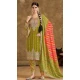Women Mehendi Green Salwar Suit Heavy Pure Chinon Silk Embroidery - 12940210190