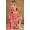 Women Heavy Pure Chinon Silk Orange Embroidery Salwar Suit Plus Size