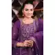 Women Fox Georgette Embroidery Palazzo Suit Purple - 12941210193
