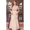 Women Gown Weaving Jequard Cream Pearl Beads Embroidered work Plus Size