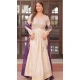 Women Gown Weaving Jequard Cream Pearl Beads Embroidered work - 12949210241