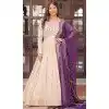 Women Gown Weaving Jequard Cream Pearl Beads Embroidered work Plus Size