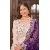 Women Gown Weaving Jequard Cream Pearl Beads Embroidered work Plus Size