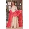 Women Cream Pearl Beads Embroidered work Weaving Jequard Gown Plus Size