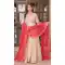 Women Cream Pearl Beads Embroidered work Weaving Jequard Gown - 12949210242