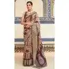 Women Printed Work Brown Traditional Wear Saree Dola Viscose Plus Size