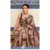 Women Printed Work Brown Traditional Wear Saree Dola Viscose Plus Size