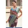 Women Printed Work Traditional Wear Saree Dola Viscose Blue Plus Size
