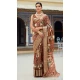 Women Printed Work Dola Viscose Brown Traditional Wear Saree - 12965210333
