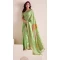 Women Party Wear Saree Jacquard Work Pista Green Soft Linen - 13061210793