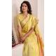 Women Yellow Soft Linen Jacquard Work Party Wear Saree - 13061210795
