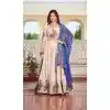 Women Heavy Embroidery Work Tissue Silk Party Wear Lehenga Choli Cream Plus Size