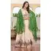 Women Tissue Silk Cream Party Wear Lehenga Choli Heavy Embroidery Work Plus Size
