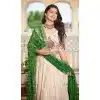 Women Tissue Silk Cream Party Wear Lehenga Choli Heavy Embroidery Work Plus Size