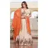 Women Tissue Silk Party Wear Lehenga Choli Cream Heavy Embroidery Work Plus Size