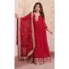 Women Faux Georgette Maroon Sequins Embroidered Work Gown Plus Size