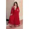 Women Faux Georgette Maroon Sequins Embroidered Work Gown Plus Size