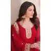 Women Faux Georgette Maroon Sequins Embroidered Work Gown Plus Size