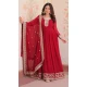 Women Faux Georgette Maroon Sequins Embroidered Work Gown - 13075210852