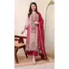 Women Pure Chinon Pink Salwar Suit Embroidery Plus Size