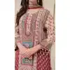 Women Pure Chinon Pink Salwar Suit Embroidery Plus Size