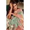 Women Soft Silk Peach Pink Digital Printed Work Traditional Wear Saree Plus Size