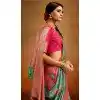 Women Mint Green Traditional Wear Saree Jacquard Work Tusser Silk Plus Size