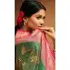 Women Traditional Wear Saree Jacquard Work Green Tusser Silk Plus Size