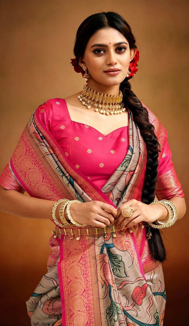 Women Multi Jacquard Work Tusser Silk Traditional Wear Saree - 13062210800