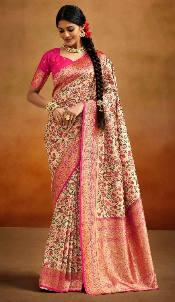 Women Multi Tusser Silk Traditional Wear Saree Jacquard Work - 13062210801