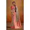Women Traditional Wear Saree Jacquard Work Tusser Silk Multi Plus Size
