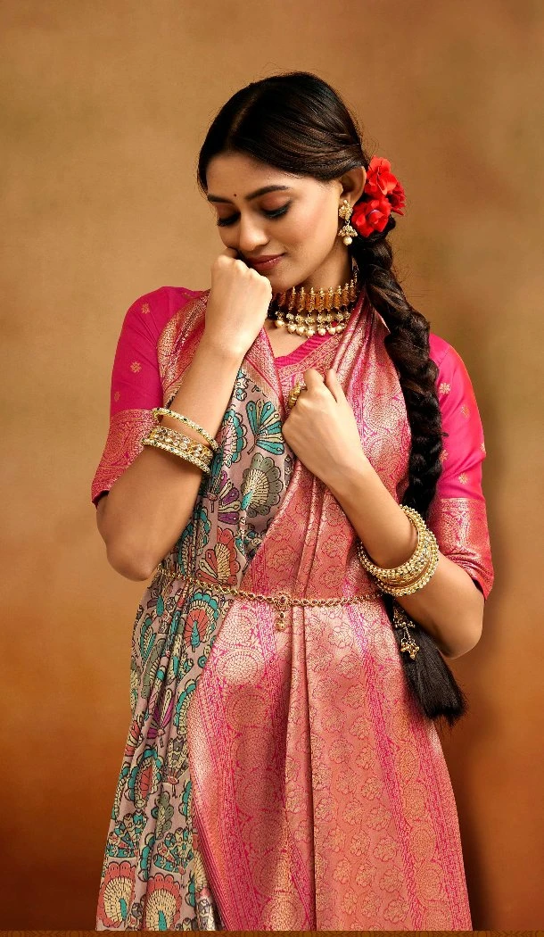 Women Traditional Wear Saree Jacquard Work Tusser Silk Multi - 13062210802