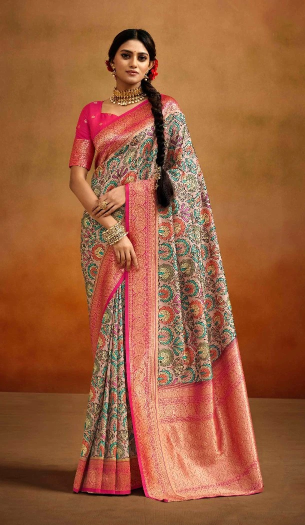 Women Traditional Wear Saree Jacquard Work Tusser Silk Multi - 13062210802