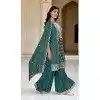 Women Premium Chinon Palazzo Suit Rama Sequence Work Plus Size