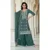 Women Premium Chinon Palazzo Suit Rama Sequence Work Plus Size