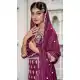 Women Premium Chinon Sequence Work Palazzo Suit Wine - 13072210842