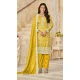 Women Embroidery Work Yellow Punjabi Suit Organza - 13073210843