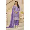 Women Organza Light Purple Embroidery Work Punjabi Suit Plus Size