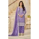 Women Organza Light Purple Embroidery Work Punjabi Suit - 13073210844