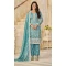 Women Embroidery Work Sky Blue Punjabi Suit Organza - 13073210845