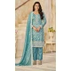 Women Embroidery Work Sky Blue Punjabi Suit Organza - 13073210845