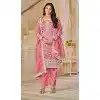 Women Punjabi Suit Organza Embroidery Work Pink Plus Size